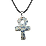 20×30mm Natural Crystal Ankh Cross Pendant Necklace | Egyptian Symbol Gemstone Jewelry for Men & Women