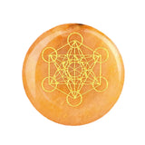 Sacred Geometry Metatron's Cube Stone | 25mm Natural Crystal Grid Stone Meditation & Chakra Healing
