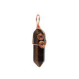 Natural Crystal Hexagonal Point Pendant • Copper Wire Wrapped Double Spiral Crystal Charm • Healing Chakra Gemstone Jewelry Making Accessory