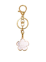 Natural Crystal Flower Keychain Gold Plated Healing Stone Keyring Flower Pendant Bag Charm for Women Jewelry Gift