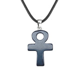 20×30mm Natural Crystal Ankh Cross Pendant Necklace | Egyptian Symbol Gemstone Jewelry for Men & Women