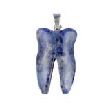 32mm Natural Crystal Tooth Pendant | Hand-Carved Gemstone Tooth Charm Necklace for Reiki Healing
