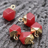 Gold Electroplated Cube Natural Stone Charms Pendants, 8×12mm Faceted Square Gemstone Bead Charms for Jewelry Making DIY Necklace Bracelet Bulk Supply