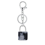 Natural Lock-Shaped Crystal Keychain Good Luck Charm for Women Jewelry Making