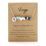Zodiac Sign Crystal Necklace | Irregular Gravel Stone Pendant with Constellation Card for Women