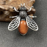 Natural Mixed Gemstone Honey Bee Brooch Pendant 2 in 1 Insect Animal Crystal Pin for Women Chakra Healing Jewelry