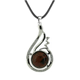 33mm Natural Crystal Teardrop Pendant Necklace, Silver-Plated Gemstone Charm