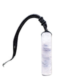 60mm Natural Crystal Cylinder Pendant Necklace, Adjustable Braided Cord Wand Amulet