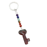 7 Chakra Beads Heart Key Crystal Keychain, Natural Healing Gemstone Love Key Pendant Gift