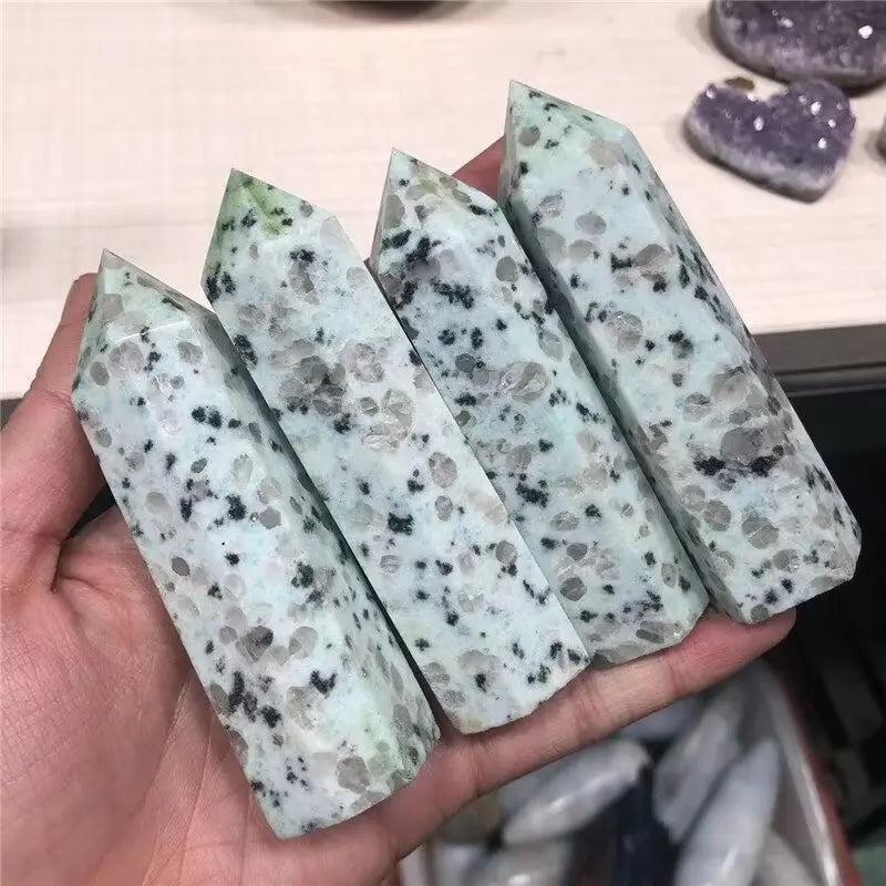 Natural Sesame Jasper Crystal Point Tower Polished Hexagonal Obelisk Wand for Home Decor Meditation Crystal Collection Gift