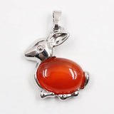 Genuine Baltic Gemstone Animal Rabbit Pendant Key chain for Women in Sterling Silver Fashion Jewelry pendant for making