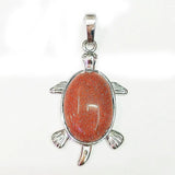 Natural Gemstone Turtle Pendant Silver‑Tone Alloy Tortoise Animal Charm Oval Inlaid Crystal Stone 36×24mm Chakra Reiki Healing Pendant for DIY Necklace Jewelry Making Bulk Wholesale