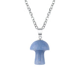 15×20mm Natural Crystal Mushroom Pendant Necklace, Mini Gemstone Chakra Healing Jewelry