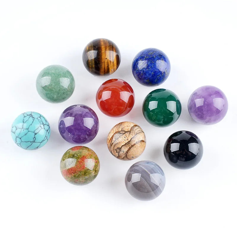 16mm Natural Crystal Sphere Polished Gemstone Ball Healing Stone Orb for Meditation Collection Home Decoration