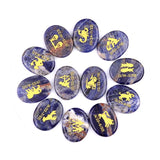 Carving 12 Constellation Healing Stones Multiple Gemstones Choose Oval Polished Gemstone Collectibles #SP1904-W16