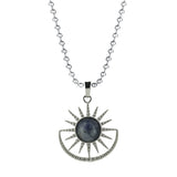 Boho Celestial Sun Crystal Necklace - Natural Gemstone Stainless Steel Chain