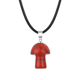 15×20mm Natural Crystal Mushroom Pendant Necklace, Mini Gemstone Chakra Healing Jewelry