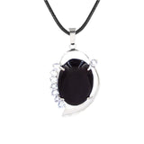 Natural Oval Crystal Stone Pendant Silver Leaf Wrapped Crystal Pendant Necklace Reiki Chakra Healing Crystal Jewelry for Women Multiple Gemstone Options