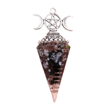 Triple Moon Pentacle Orgone Pendulum Pendant Resin Crystal Dowsing Charm for Wicca & Spiritual Jewelry
