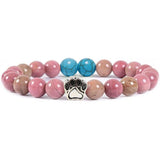 Natural Stone Stretch Beaded Bracelet with Turquoise Accent & Heart Charm Chakra Energy Healing Elastic Bracelet for Women Stacking Jewelry