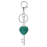 Natural Crystal Heart Key Keychain, Chakra Healing Gemstone Keyring for Car Keys & Bag Charm