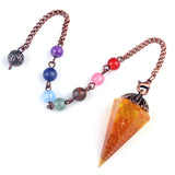 Wholesale Chakra Orgone Pendulum | Red Crystal Resin Pendulum with Copper Coil & 7 Chakra Chain for Divination