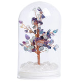 Natural Crystal Tree in Glass Bottle | Feng Shui Gemstone Money Tree with Wood Base & LED Light for Home Decoration Gift
