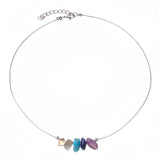 Chakra Crystal Chip Bar Necklace | Natural Gravel Stone Stainless Steel Chain for Women