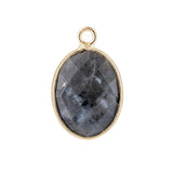 Oval Faceted Natural Gemstone Pendant Charms Gold Plated Bezel Wrapped Crystal Pendant for Jewelry Making DIY Necklace Earrings