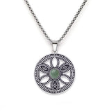 Hollow Life Flower Stainless Steel Gemstone Necklace for Women Men