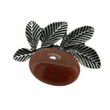 Natural Healing Stone & Antique Silver Leaf Brooch Pendant - Dual Use Statement Charm
