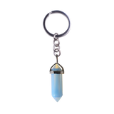 Natural Hexagonal Crystal Point Keychain, Silver Plated Wrap Chakra Healing Gemstone Keyring, Reiki Crystal Stone Charm Key Chain Gift by JOYA GIFT