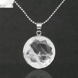 Polished Multi-Facet Round Crystal Pendant | Silver Rim Chakra Healing Gem for Men Women Handmade Jewelry Supply