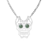 Gemstone Eye Hollowed Skull Pendant Stainless Steel Necklace 50CM Chain  Men & Women