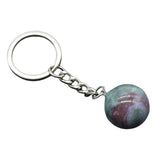 20mm Natural Crystal Sphere Keychain Round Gemstone Ball Key Ring Chakra Healing Stone Bag Pendant Friendship Gift