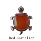 Natural Crystal Turtle Pendant Necklace, Mixed Chakra Healing Stone Tortoise Charm, Reiki Gemstone Longevity Turtle Jewelry Gift for Women Men