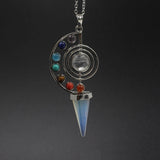 Natural Stone Pendulum Crystal Yoga 7 Chakra Spiral Hexagonal Cone Pendant Rose Quartz Reiki Healing Pendulum Jewelry