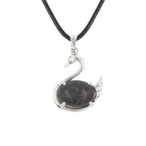 Graceful Swan: Handcrafted Natural Crystal Pendant Necklace • Premium Copper Bird Totem Amulet • Adjustable Black Cord Choker for Women Men