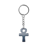Natural Crystal Ankh Cross Keychain | 20×30mm Egyptian Symbol Gemstone Pendant for Bags & Keys