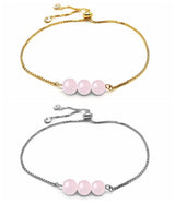 Dainty 3 Natural Chakra Gemstone Bead Bracelet Adjustable Slider Gold Plated Alloy Chain Crystal Bracelet Friendship Energy Healing Jewelry Gift