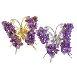 Natural Crystal Chip Butterfly Ornament | Gold-Plated Frame Handmade Gemstone Home Decor