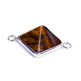 Silver Bezel Double Loop Mini Pyramid Crystal Connector Charm, 16×16mm Natural Gemstone Pyramid Link for DIY Bracelet Necklace Making