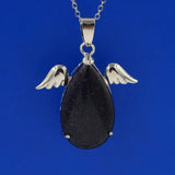 Angel Wing Water drop Necklace Healing Crystal Pendant Women's Chakra Balance Gemstone Necklace with 18 in cross Chain