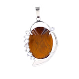 Oval Natural Crystal Leaf Pendant for Making Jewelry Chakra Reiki Healing Stone Jewelry for Women, Multiple Gemstone Selection