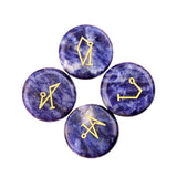 25mm Natural Crystal Angel Symbol Stones | 4 Archangel Rune Healing Ornament Set