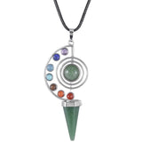 Healing 7 Chakra Natural Crystal Amethyst Rose Quartz Pendulum Yoga Hexagonal Cone Pendulums Pendant Necklace For Dowsing