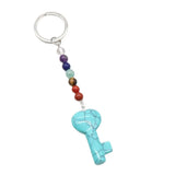 7 Chakra Beads Heart Key Crystal Keychain, Natural Healing Gemstone Love Key Pendant Gift