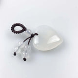 Natural Heart Crystal Keychain, Hand Knotted Chakra Gemstone Beads Love Stone Keyring for Mother’s Day Gift