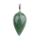 Minimalist Natural Stone Teardrop Necklace Smooth Polished Water Drop Crystal Charm Pendant with Adjustable Black Cord Unisex Spiritual Protection Jewelry