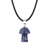 15×20mm Natural Crystal Mushroom Pendant Necklace, Mini Gemstone Chakra Healing Jewelry